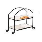 American Metalcraft IS12 Platter Stand, Large, Rectangular, 2 Tiered, Black Wrought Iron