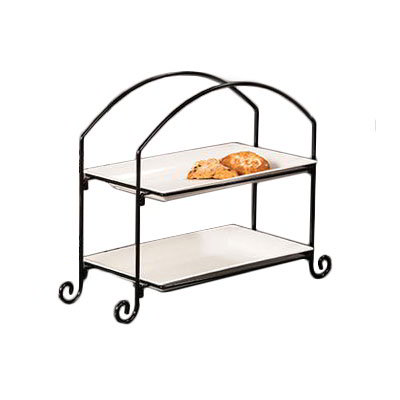 American Metalcraft IS12 Platter Stand, Large, Rectangular, 2 Tiered, Black Wrought Iron
