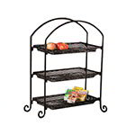 American Metalcraft IS13 Platter Stand, Large, Rectangular, 3 Tiered, Black Wrought Iron