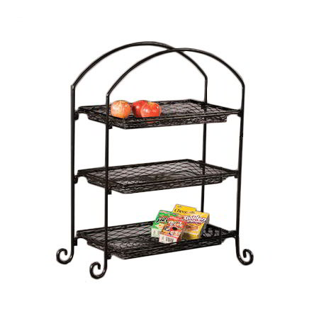 American Metalcraft IS13 Platter Stand, Large, Rectangular, 3 Tiered, Black Wrought Iron