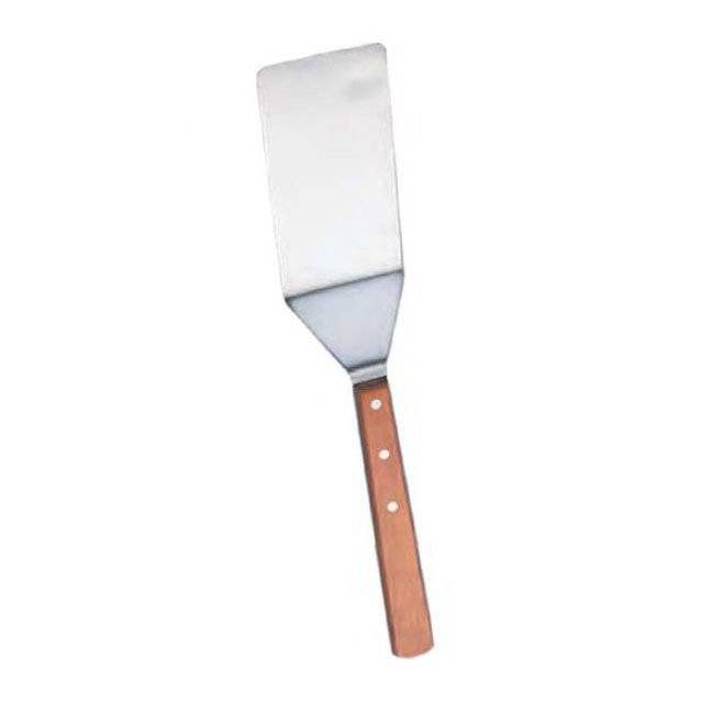 American Metalcraft LT198 Turner/Server, 4 x 8-in Stainless Round Edge Blade & Wood Handle
