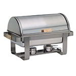 American Metalcraft MACD3 Full Size Roll Top Chafer, Stainless w/ Brass Accents