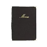 American Metalcraft MCCRLSBL Securit 10 x 13 in Menu Cover, Gold Writing, Elastic Spine, Black