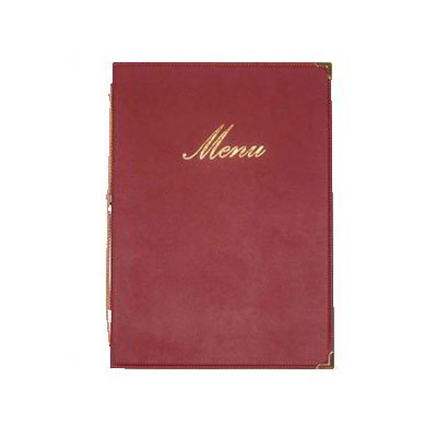 American Metalcraft MCCRLSWR Securit 10 x 13 in Menu Cover, Gold Writing, Elastic Spine, Wine Red