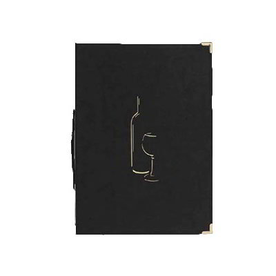 American Metalcraft MCCWLSBL Securit 10 x 13 in Wine Card, Gold Stamp, Elastic Spine, Black