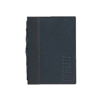 American Metalcraft MCTRLSBU Securit 10 x 13 in Trendy Sewn Menu Cover, Debossed Lettering, Blue