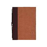 American Metalcraft MCTRLSLB Securit 10 x 13 in Trendy Sewn Menu Cover, Debossed Lettering, Light Brown