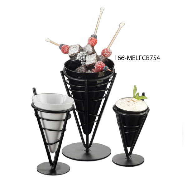 American Metalcraft MELFCB754 Large White Fry Cone, 23.5 oz, 6.5 in H, Melamine, Black