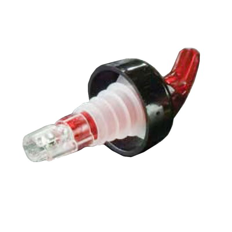 American Metalcraft MPR125C Measure Pourer, 1-1/4 oz Capacity, Red Nozzle, Clear Base, Black Collar