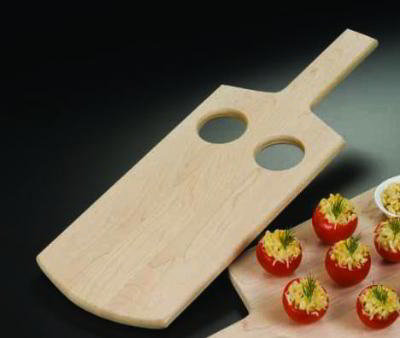 American Metalcraft MSB1 Serving Board, 18 in L x 8 in W x 1/2 in H, with (2) 2 in Holes for Sauce Cups