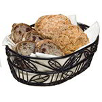 American Metalcraft OLB9 Bread Basket, 6 in x 9 in, Oval, Black Leaf Design, Wrought Iron
