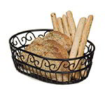 American Metalcraft OSC9 Bread Basket, 6 in x 9 in, Oval, Black Scroll Design, Wrought Iron