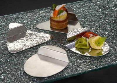 American Metalcraft OTPS2 4 in Oval Tasting/Sample Plate, Satin Stainless Finish