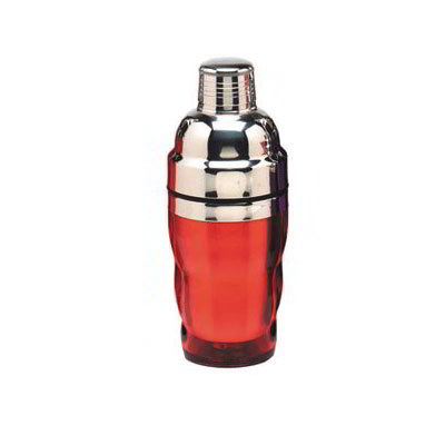 American Metalcraft RAS10 Cocktail Shaker, 10 oz., Red Acrylic, Stainless Top, 3-Piece Set