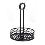 American Metalcraft RBNB16 Birdnest Condiment Rack, 6 in Dia., Center Handle W/ Slot, Black