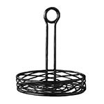American Metalcraft RBNB17 Birdnest Condiment Rack, 7-3/4 in Dia., Center Handle W/ Slot, Black