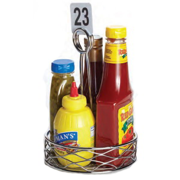 American Metalcraft RBNC26 Birdnest Condiment Rack, 6 in Dia., Center Handle W/ Slot, Chrome Finish