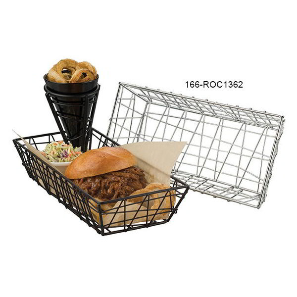 American Metalcraft ROC1362 13 in Zorro Basket, 6 in W x 2.5 in H, Rectangular, Chrome