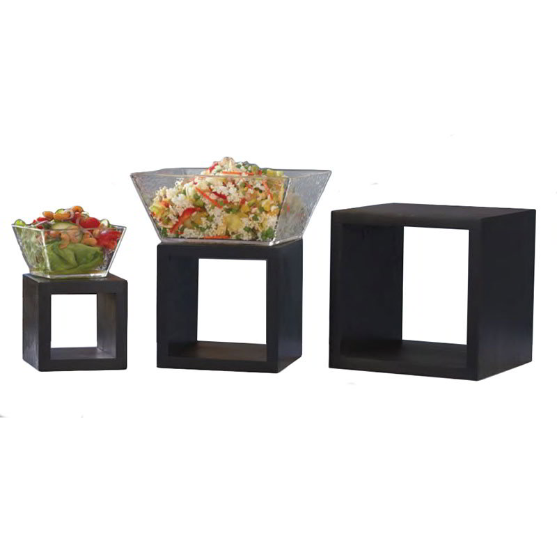 American Metalcraft RSB1 Wood Riser Set, (1) 5 in, (1) 7 in & (1) 9 in Square, Black
