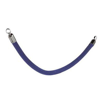 American Metalcraft RSCLRPCHBU Securit Velour Rope, 2 in D x 60 in L, Blue w/ Chrome Ends