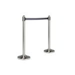 American Metalcraft RSRTGY Securit Portable Barrier System, 84 in Retractable Tape, Stainless w/ Gray Tape