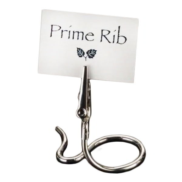 American Metalcraft SAC35 Alligator Card Clip Holder, 2-3/4 in, Swirly Base, S Design, Chrome