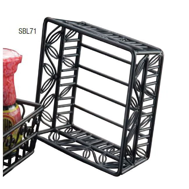 American Metalcraft SBL71 Basket, 7 in Square, Black Leaf Design, Wrought Iron