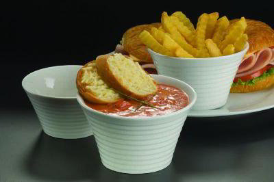 American Metalcraft SBR169 Sauce Cup, 17 oz., 5 in dia. x 3 in H, Ribbed, Porcelain