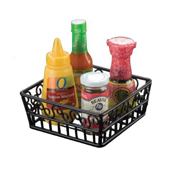 American Metalcraft SBS70 Basket, 7 in Square, Black Scroll Design, Wrought Iron