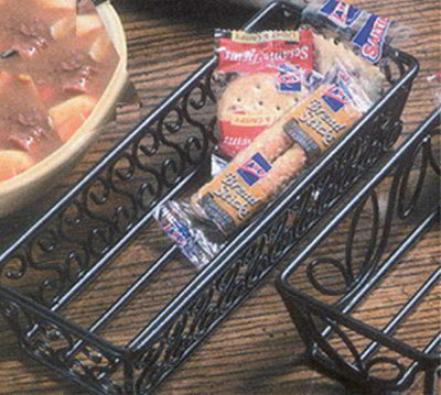 American Metalcraft SCB93 Cracker Basket, 9-18 in x 3-1/2 in, Scroll, Black, Wrought Iron