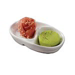 American Metalcraft SDV453 Sauce Cup, Oval, Divided, Porcelain