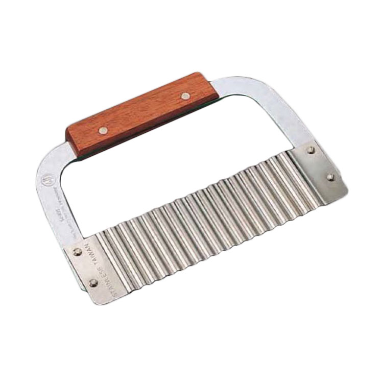 American Metalcraft SER75 Crinkle Cut Serrator, 7 in Blade, Stainless w/ Wood Handle