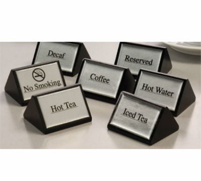 American Metalcraft SIGNC3 Coffee Sign, Triangular Wood, Black w/ Silver Label, 3 in W x 1-3/4 in H