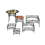 American Metalcraft SLRS7 Ironworks Display Riser, Set, Square, Leaf Design, Black Wrought Iron