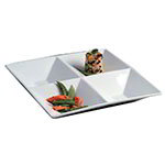 American Metalcraft SQDIV4 Prestige Platter, 12 in, Divided, Porcelain, White