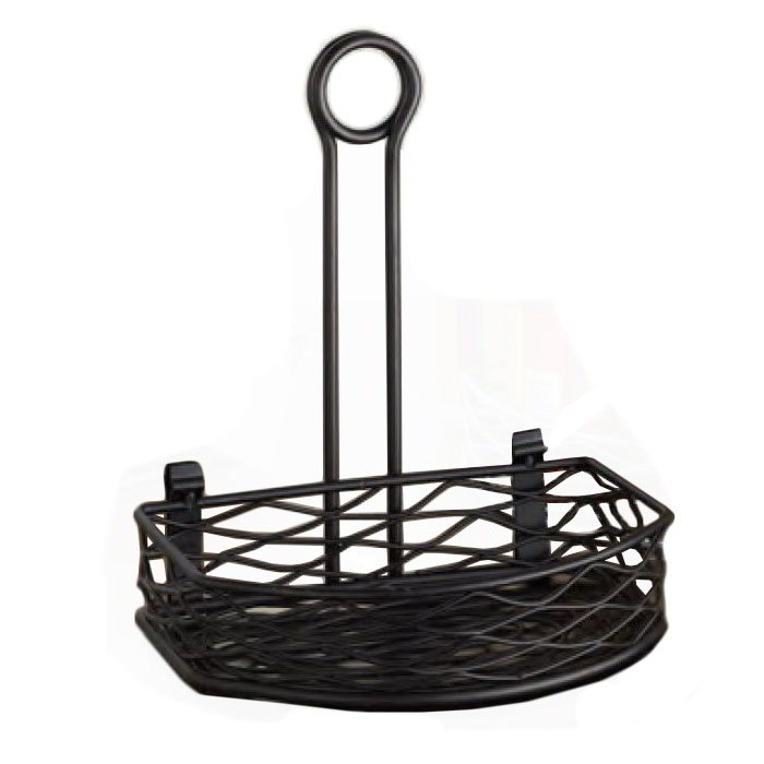 American Metalcraft SRBNB1 Birdnest Condiment Rack, 5-5/8 x 8 x 9-1/8 in H, Flat Back, Semi Round Black