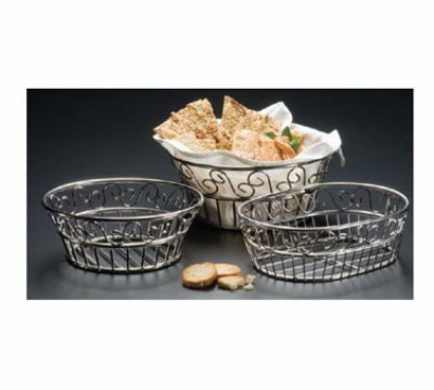 American Metalcraft SSLB83 Bread Basket, 8 in Diameter, Round, Scroll, Stainless