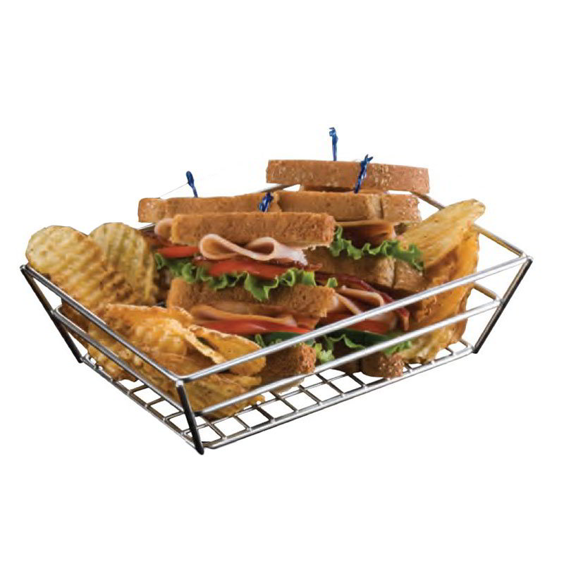 American Metalcraft SSRT962 Basket, 9 in x 6 in x 2-1/2 x, Rectangle, Grid Bottom, Stainless Steel