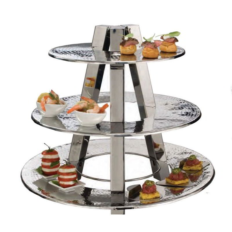 American Metalcraft TTS2319 3 Tier Ascent Display Stand, 20 in H, Hammered Stainless Finish Steel