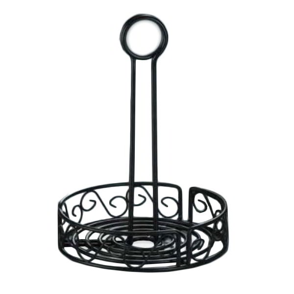American Metalcraft WBCC6 Ironworks Condiment Rack, 6-1/2 in Dia., Center Handle, Scroll Design, Iron
