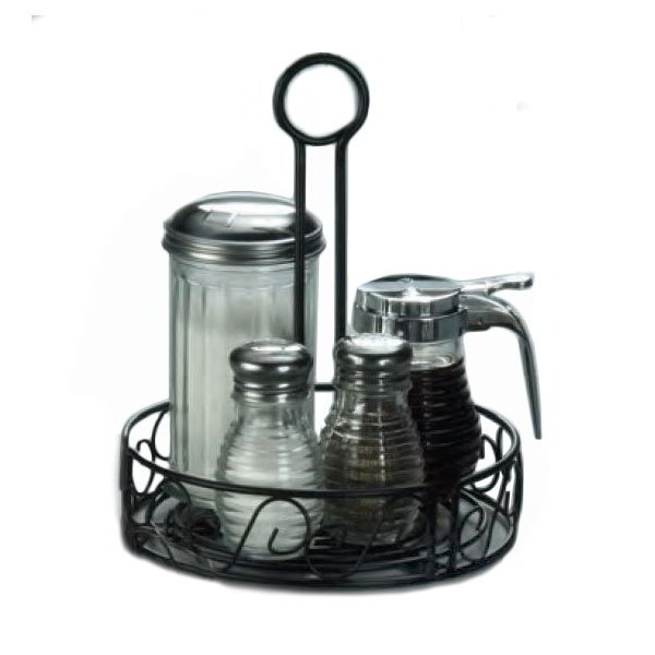 American Metalcraft WBCC7 Ironworks Condiment Rack, 7-1/2 in Dia., Center Handle, Scroll Design, Iron