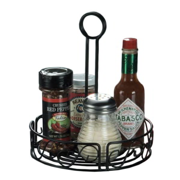 American Metalcraft WBCC8 Ironworks Condiment Rack, 7-3/4 in Dia., Center Handle, Scroll Design, Iron