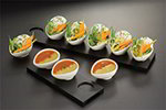 American Metalcraft WCT3 Wooden Tray, 10 in x 3-7/8 x 3/5 in, 3 Indentations for Egg Shape Sauce Cups