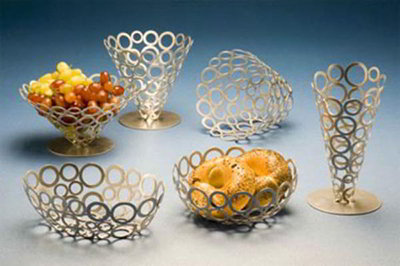 American Metalcraft WCW57 Go-Go Basket, 7 in dia. x 5 in H, Conical, Ring Design, Metal Finish