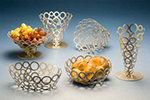 American Metalcraft WCW59 Go-Go Basket, 8-1/2 in dia. x 4-1/2 in H, Conical, Ring Design, Silver Finish