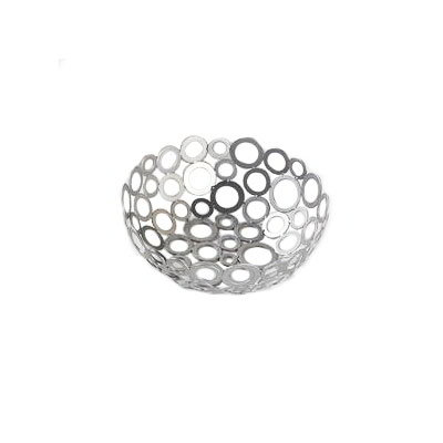 American Metalcraft WCW81 Round Go-Go Basket, 8 in dia., Ring Design, Silver Finish