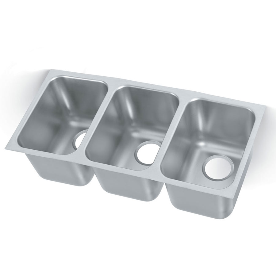 Vollrath 121031 3-Compartment Institutional Drop-In Sink w/ Square Corners