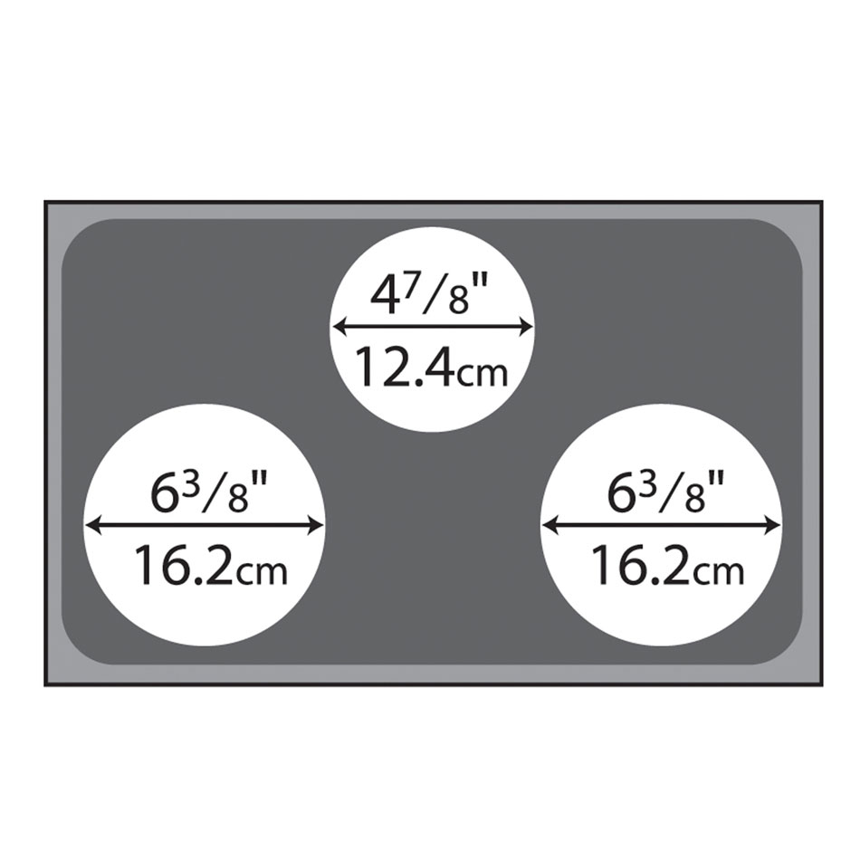 Vollrath 19193 Adapter Plate, 4-7/8 & Two 6-3/8 in Hole For Inset, Stainless