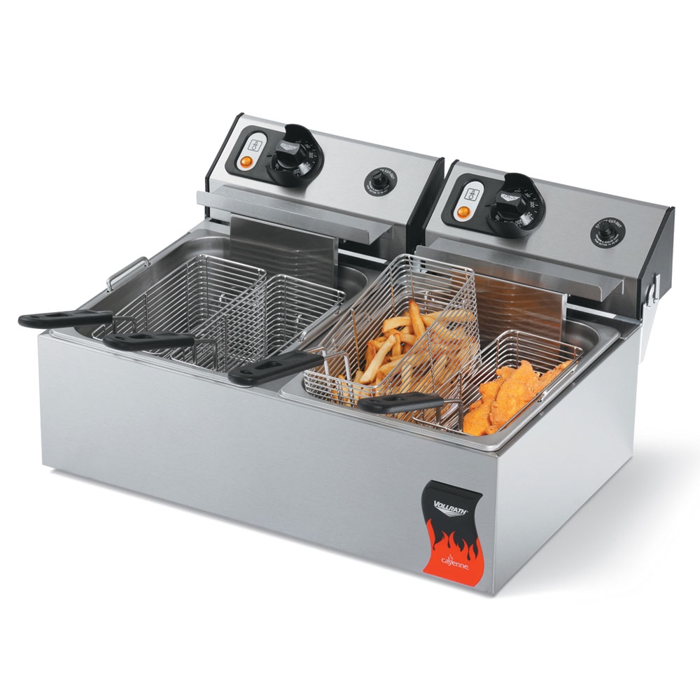 Vollrath 40707 20-lb Countertop Dual Fry Pot Fryer w/ Twin Baskets, 110 V