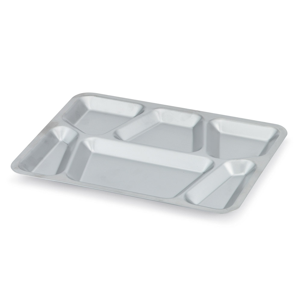 Vollrath 47252 6 Compartment Mess Tray w/ Lugs, Stainless, 15 1/2 in x 11 5/8 in